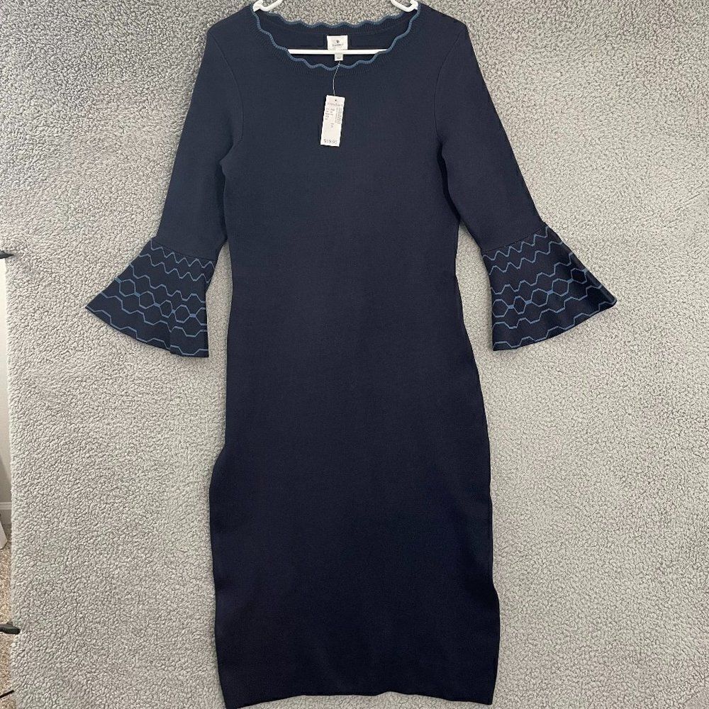 Dress Barn Sweater Bell Sleeve Women S Navy Midi Dress